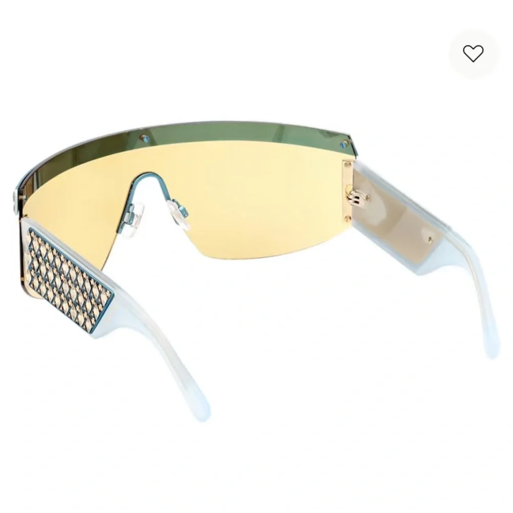 SWAROVSKI Crystal Shield Mask Bling Sunglasses SK0363 Blue Gold Rare New $700